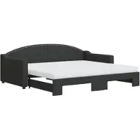 vidaXL Slaapbank met onderschuifbed en matrassen 90x190 cm stof zwart