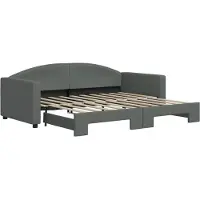 vidaXL Slaapbank met onderschuifbed 90x190 cm stof donkergrijs