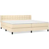 vidaXL Boxspring met matras stof crèmekleurig 200x200 cm