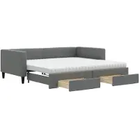 vidaXL Slaapbank onderschuifbed en lades 100x200 cm stof donkergrijs