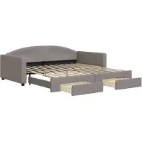 vidaXL Slaapbank met onderschuifbed en lades 100x200 cm stof taupe