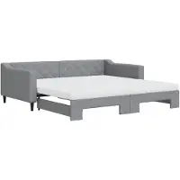 vidaXL Slaapbank onderschuifbed matrassen 100x200 cm stof lichtgrijs