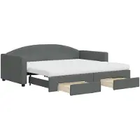 vidaXL Slaapbank onderschuifbed en lades 90x190 cm stof donkergrijs