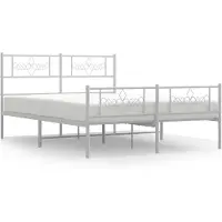 vidaXL Bedframe met hoofd- en voeteneinde metaal wit 120x200 cm
