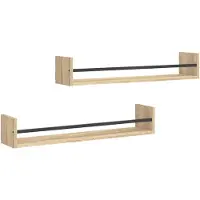 vidaXL Wandschappen met stangen 2 st 80x16x14 cm Sonoma eikenkleurig