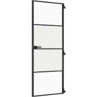 vidaXL Binnendeur smal 76x201,5 cm gehard glas en aluminium zwart