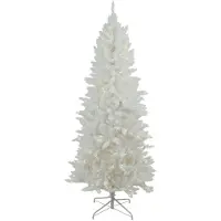 Merkloos Funky White kunstkerstboom - 213 cm - wit - Ø 102 cm - 400 ledlampjes - besneeuwd - metalen voet