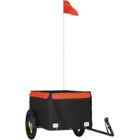 vidaXL - Fietstrailer - 30 - kg - ijzer - zwart - en - oranje