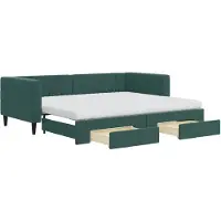 vidaXL Slaapbank onderschuifbed en lades 90x200 cm fluweel donkergroen
