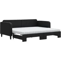 vidaXL Slaapbank met onderschuifbed en matrassen 90x190 cm stof zwart