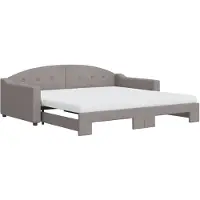 vidaXL Slaapbank met onderschuifbed en matrassen 100x200 cm stof taupe