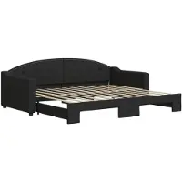 vidaXL Dagbed uitschuifbaar, zwart, 90x200 cm, met stoffen bekleding