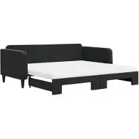 vidaXL Slaapbank onderschuifbed en matrassen 100x200 cm fluweel zwart