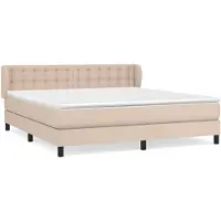 vidaXL Boxspring met matras kunstleer cappuccinokleurig 180x200 cm