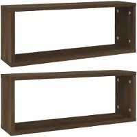 vidaXL Wandschappen kubus 2 st 60x15x23 cm bewerkt hout bruin eiken