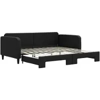 vidaXL Slaapbank met onderschuifbed 100x200 cm stof zwart