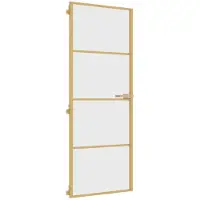 vidaXL Binnendeur smal 76x201,5 cm gehard glas en aluminium goudkleur