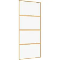vidaXL Schuifdeur 90x205 cm helder ESG-glas en aluminium goudkleurig