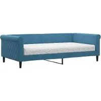 vidaXL Slaapbank met matras 100x200 cm fluweel blauw