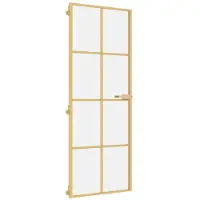vidaXL Binnendeur smal 76x201,5 cm gehard glas en aluminium goudkleur