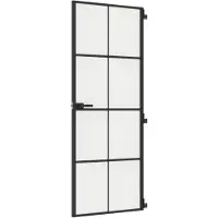 vidaXL Binnendeur smal 76x201,5 cm gehard glas en aluminium zwart