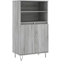 vidaXL Hoge kast 60x36x110 cm bewerkt hout grijs sonoma eikenkleurig