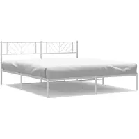 vidaXL Bedframe met hoofdbord metaal wit 183x213 cm