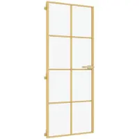 vidaXL Binnendeur smal 93x201,5 cm gehard glas en aluminium goudkleur