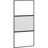 vidaXL Schuifdeur 102,5x205 cm gehard glas en aluminium zwart