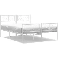 vidaXL Bedframe met hoofdeinde en voeteneinde, metaal, wit, 150x200 cm