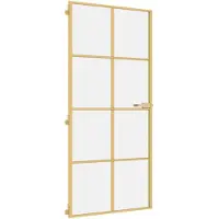 vidaXL Binnendeur smal 93x201,5 cm gehard glas en aluminium goudkleur