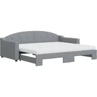 vidaXL Slaapbank onderschuifbed en matrassen 90x200 cm stof lichtgrijs