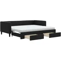 vidaXL Slaapbank met onderschuifbed en lades 90x190 cm stof zwart