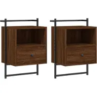 vidaXL Nachtkastjes 2 st wandgemonteerd 40x30x61 cm hout bruineiken