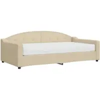 vidaXL Slaapbank met matras 100x200 cm stof crèmekleurig