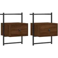 vidaXL Nachtkastjes 2 st wandgemonteerd 35x30x51 cm hout bruineiken