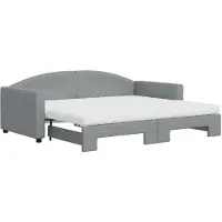 vidaXL Slaapbank onderschuifbed en matrassen 90x190 cm stof lichtgrijs