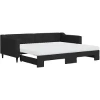 vidaXL Slaapbank met onderschuifbed en matrassen 90x200 cm stof zwart