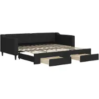 vidaXL Slaapbank met onderschuifbed en lades 90x200 cm stof zwart