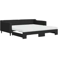 vidaXL Slaapbank met onderschuifbed en matrassen 100x200 cm stof zwart