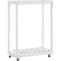 vidaXL Houtblokhouder met wielen 76,5x40x108 cm massief grenenhout wit