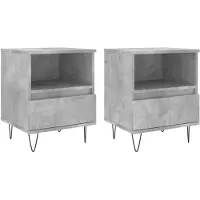 vidaXL Nachtkastjes 2 st 40x35x50 cm bewerkt hout betongrijs