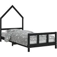 vidaXL Kinderbedframe 90x190 cm massief grenenhout zwart