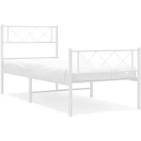 vidaXL Bedframe met hoofd- en voeteneinde metaal wit 80x200 cm