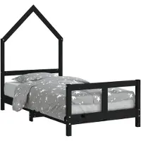 vidaXL Kinderbed, zwart, 80x160 cm, massief grenenhout