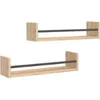 vidaXL Wandschappen met stangen 2 st 60x16x14 cm sonoma eikenkleurig