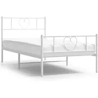 vidaXL Bedframe met hoofd- en voeteneinde metaal wit 80x200 cm
