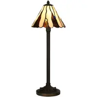 Clayre & Eef Tiffany tafellamp Ø 20x60 cm bruin glas tiffany bureaulamp