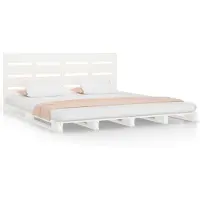 vidaXL Bedframe zonder matras massief grenenhout wit 200x200 cm