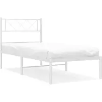 vidaXL Bedframe met hoofdbord metaal wit 80x200 cm